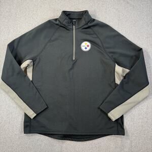OTS Pittsburgh Steelers Men's Medium 1/4 Zip Pullover Sweatshirt Black Gray NFL